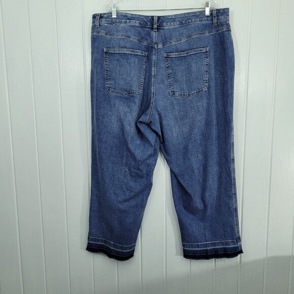 Talbots Women's Size 16W Ventura Wash High Waist Straight Ankle Jeans Raw Hem - Picture 4 of 11